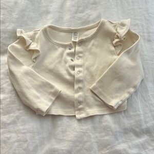 Cream Ruffled Kids Cardigan